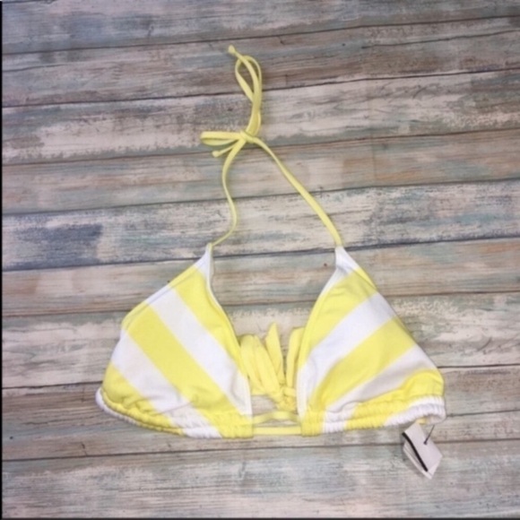 Mossimo Yellow Striped Bikini Top Women’s Medium - Picture 2 of 4